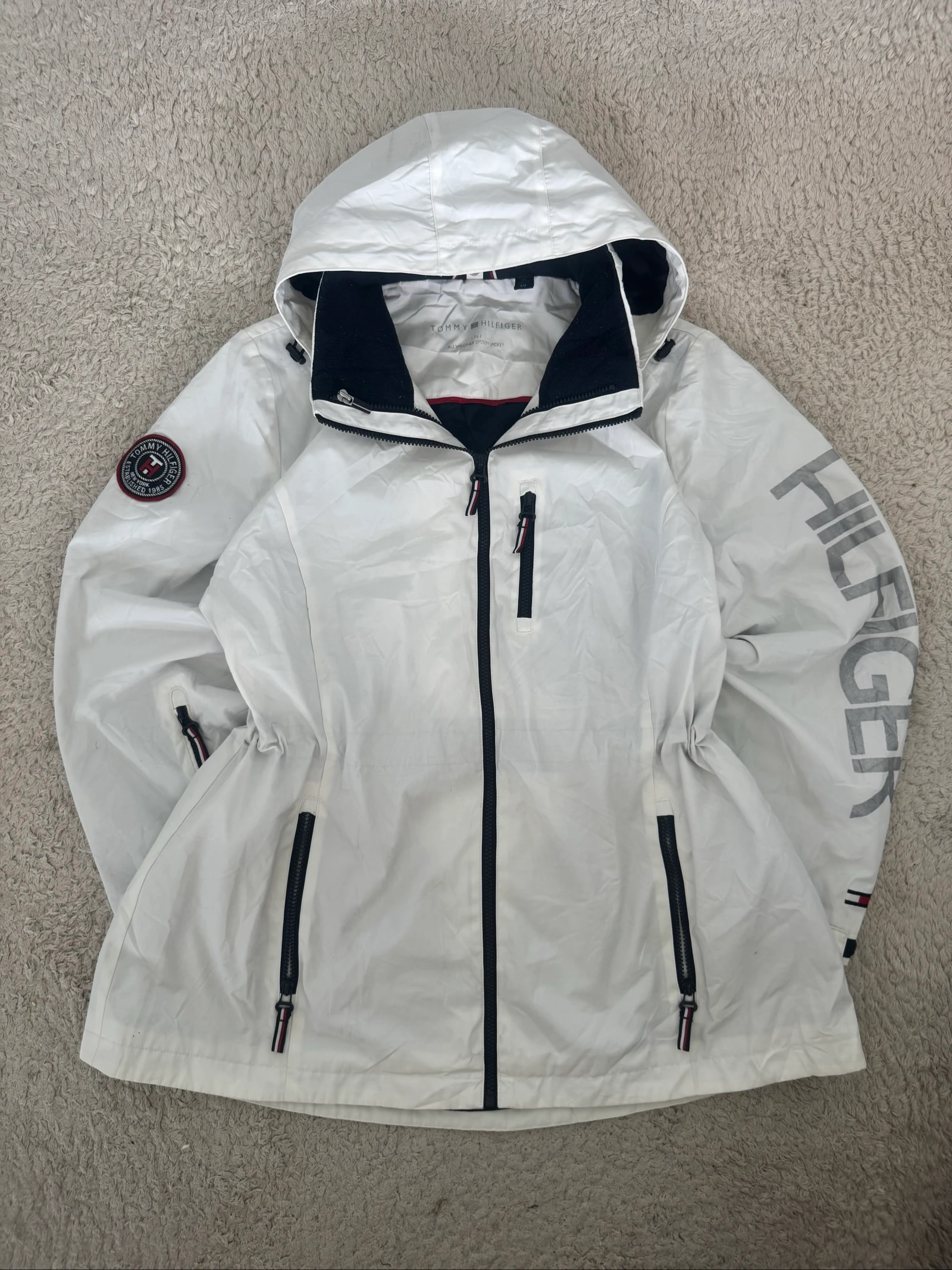 Tommy Hilfiger Vintage Y2K Dames Capuchon Windjack Zeiljas Wit XL – photo 8